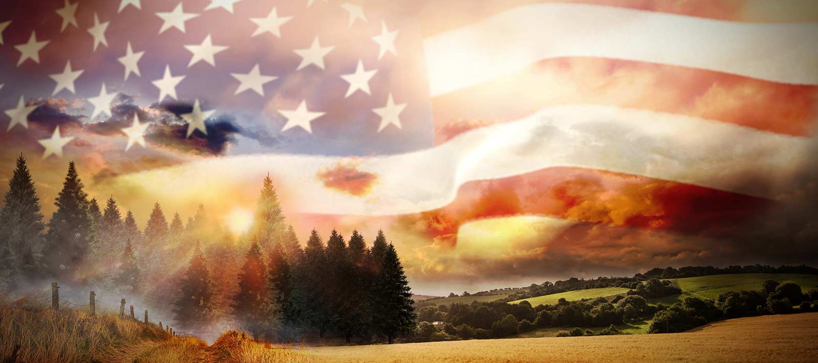 American Flag with Colorado Landscape