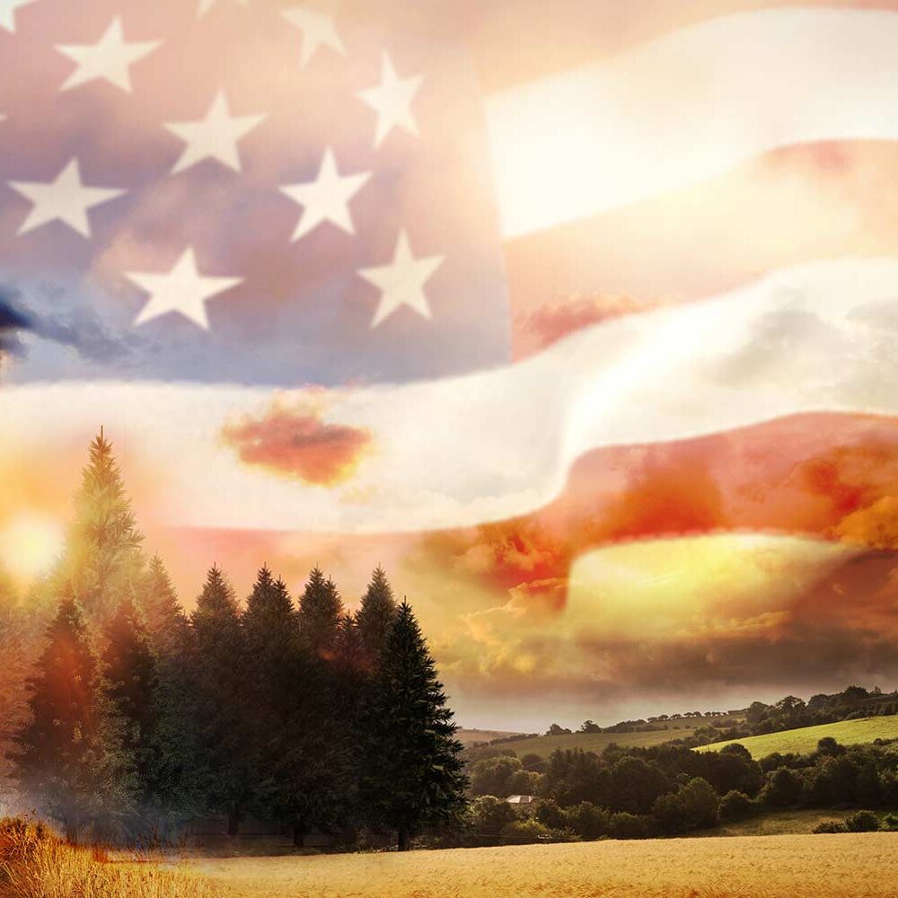 American Flag with Colorado Landscape
